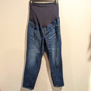 old navy maternity jeans front low panel boyfriend skinny size 8
